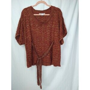 Vintage Two One Two New York Size M Sweater/Belt Fall Rust Confetti Made in USA